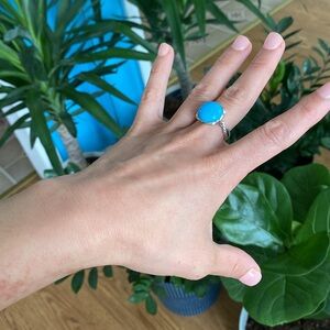 David Yurman Blue turquoise and Silver Statement Ring